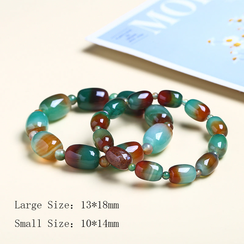 Simple Style Couple Passepartout Peacock Agate Bracelet