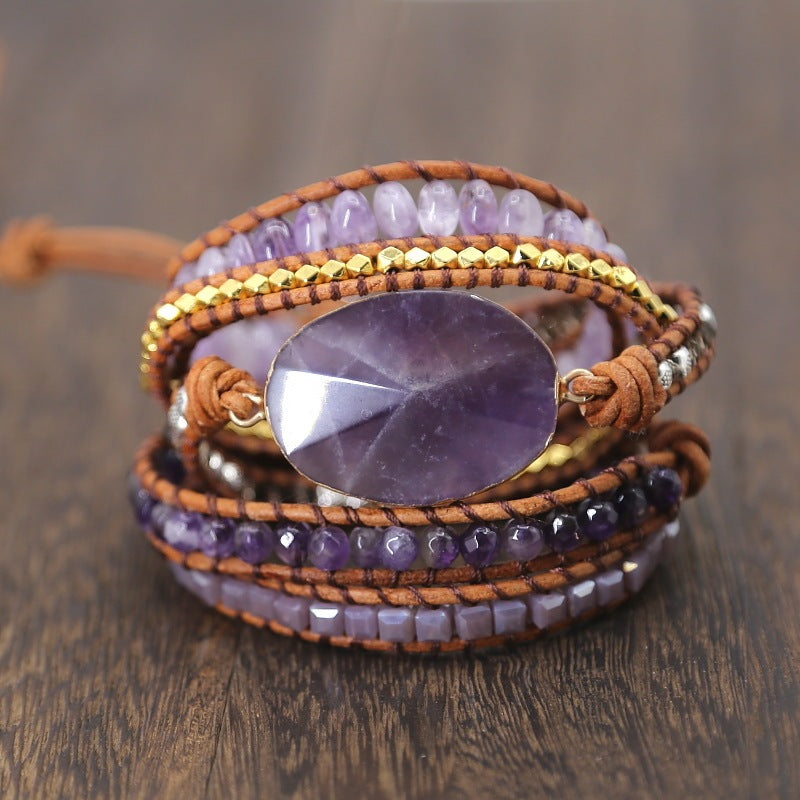 Natural Amethyst Bracelet Beaded Women Bracelet