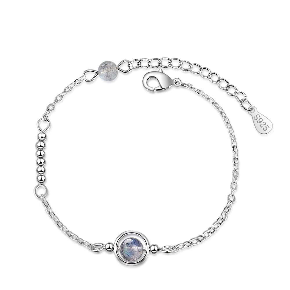 Natural Moonstone Blue Women Bracelet