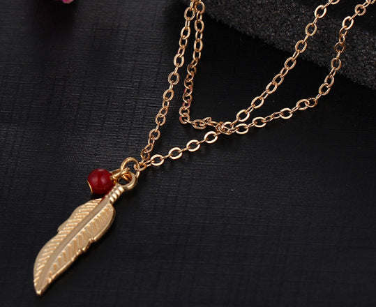 Double layer ladies feather anklet