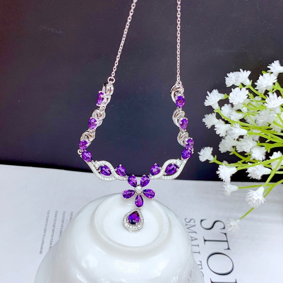 Natural Brazilian Amethyst Women Necklace