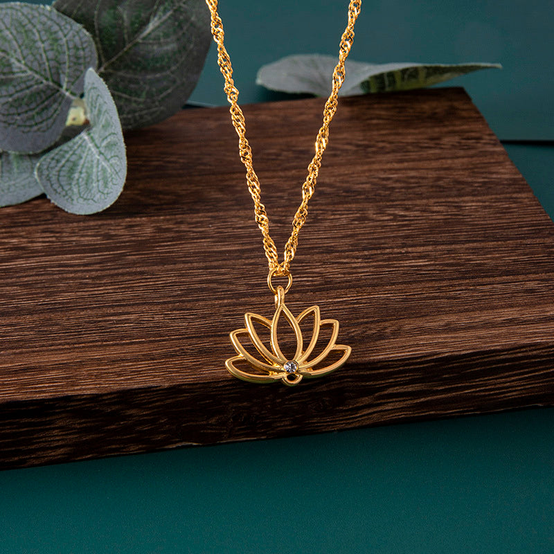 Dainty Gold Lotus women Necklace