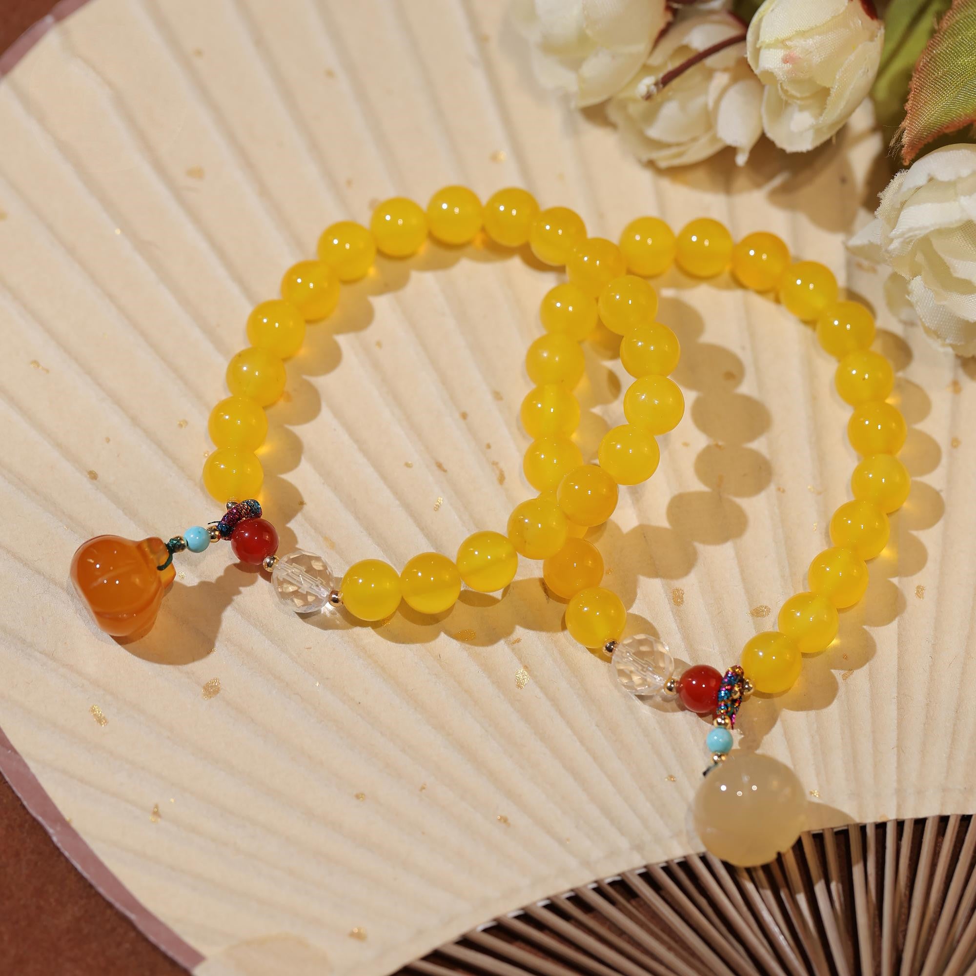 Women's Fashion Simple Yellow Agate Bracelet With Pumpkin Pendant