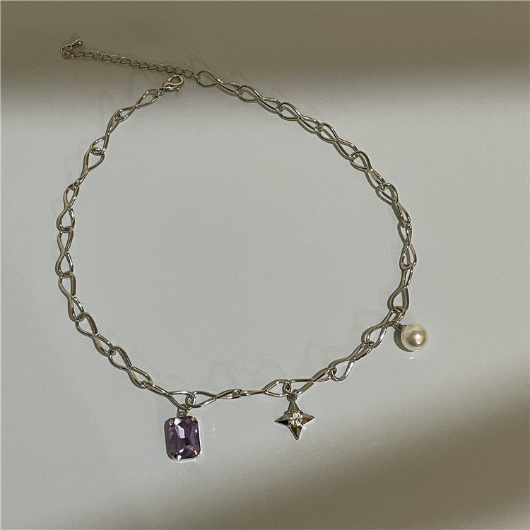 Pearl Amethyst Star Girls Women Necklaces