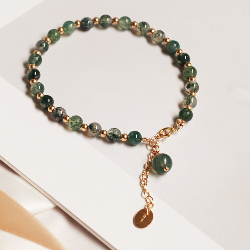 Natural Green Crystal Agate Lucky  Transfer Beads Bracelet