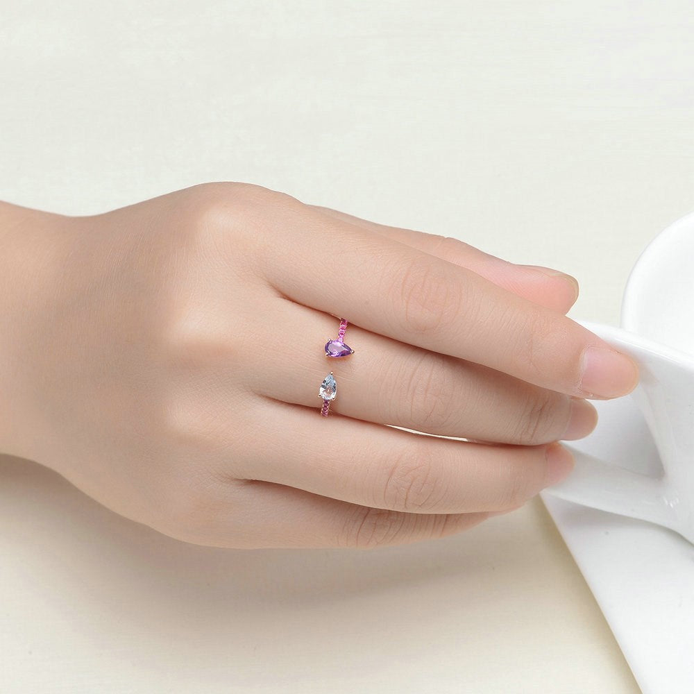 Amethyst and Rose Gold Women Ring