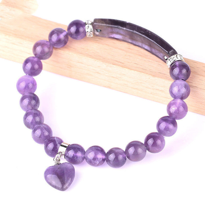 Amethyst Single Circle Women Bracelet Earrings