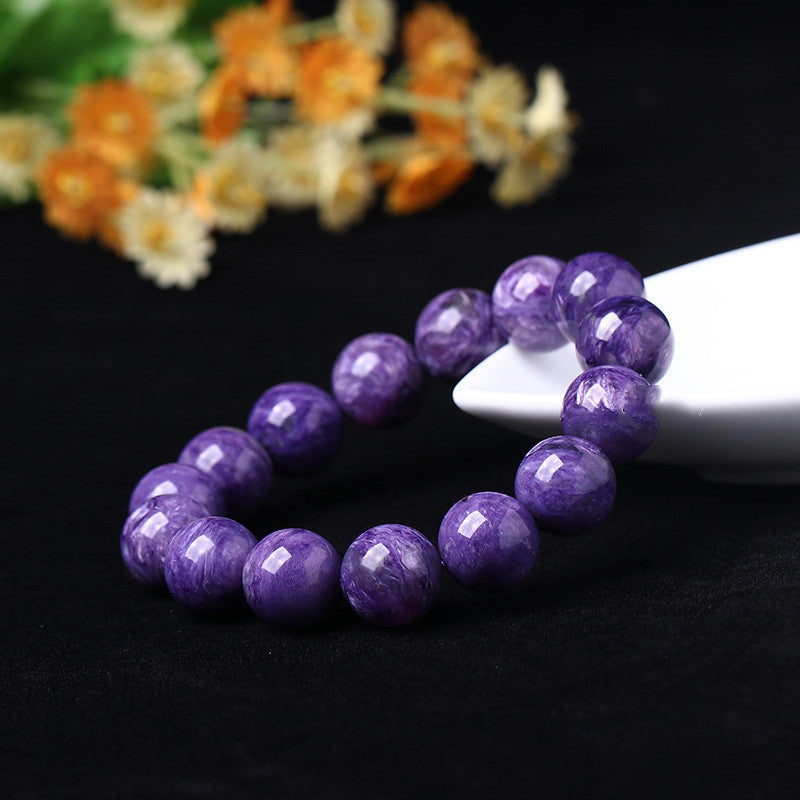 Natural Charoite Amethyst Dragon Crystal Couple Women Men Bracelet