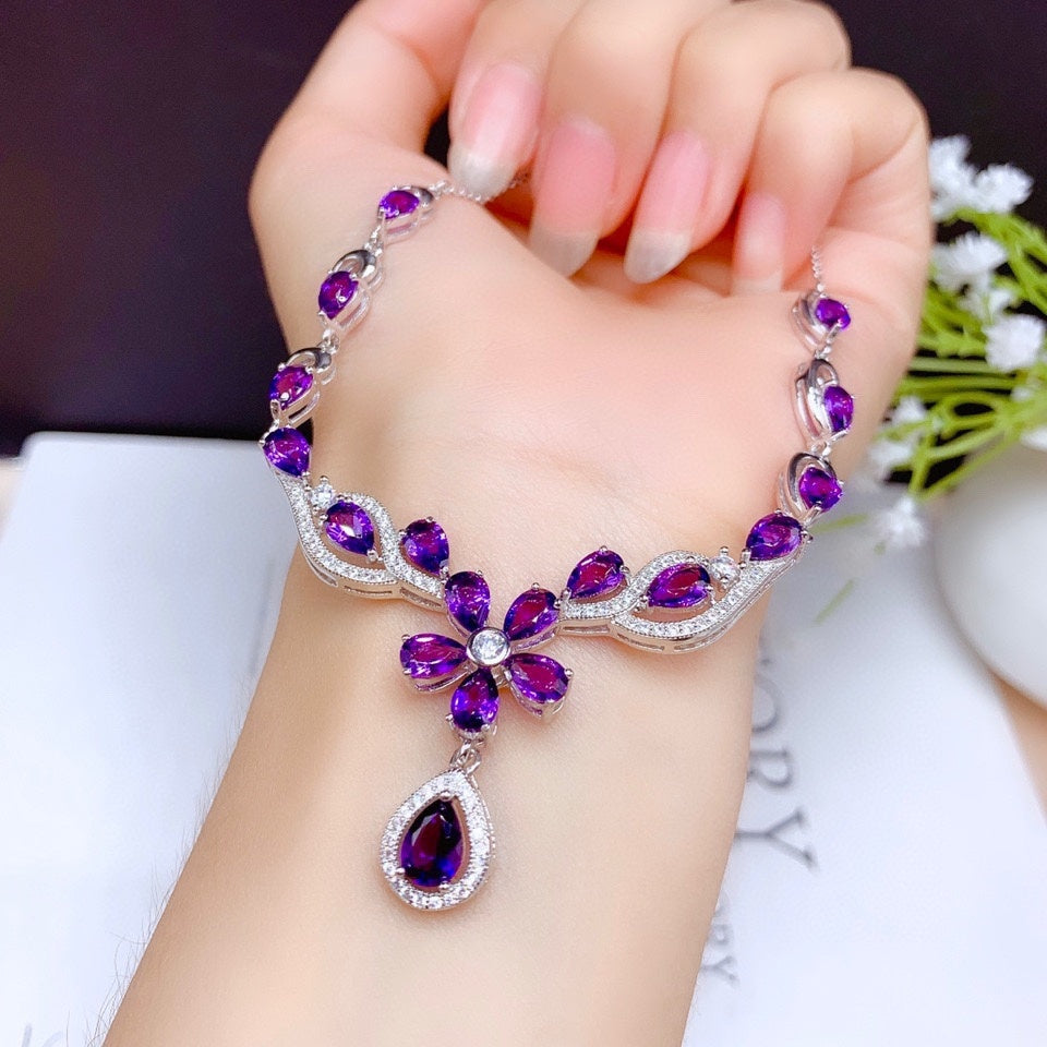 Natural Brazilian Amethyst Women Necklace