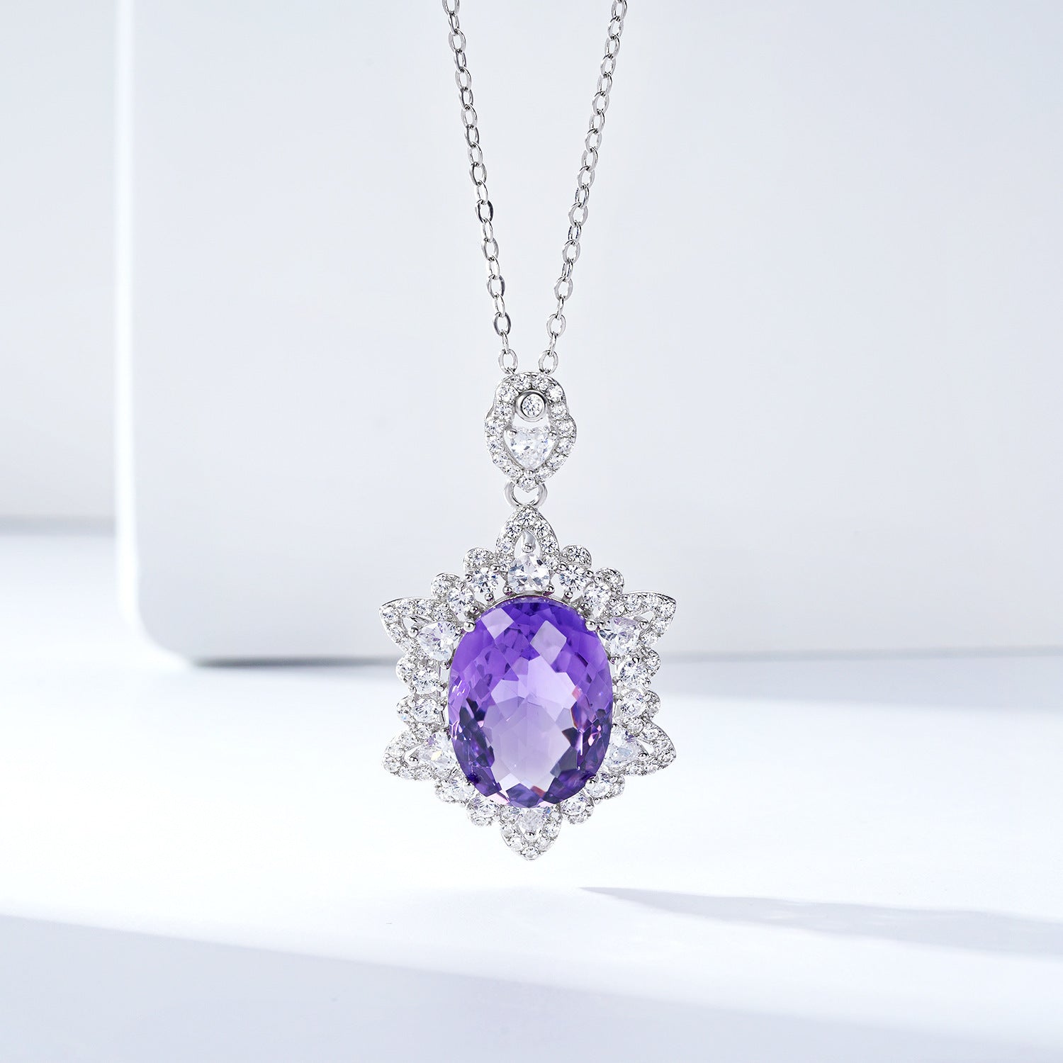 Natural Amethyst Women's 925 Silver Necklace Jewelry