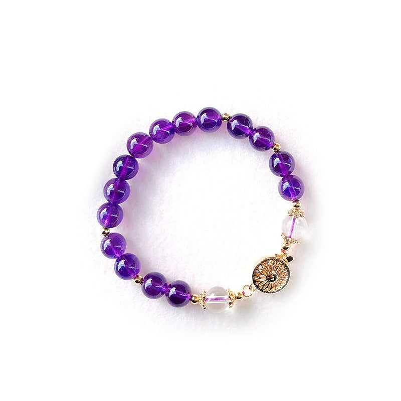 Simple Design Natural Amethyst Women Bracelet