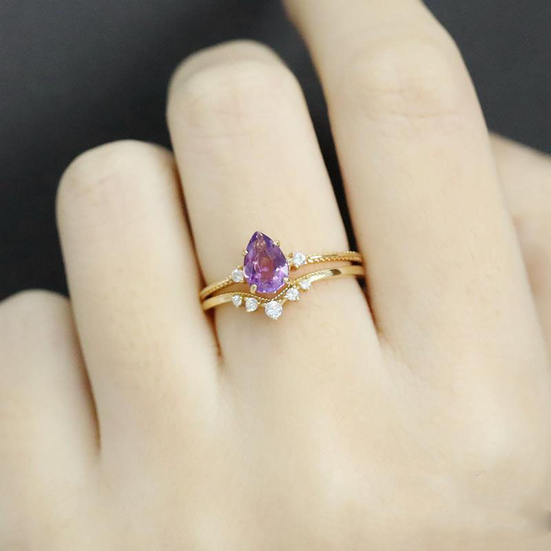 Sterling Silver Fantasy Natural Amethyst Crown Women Ring