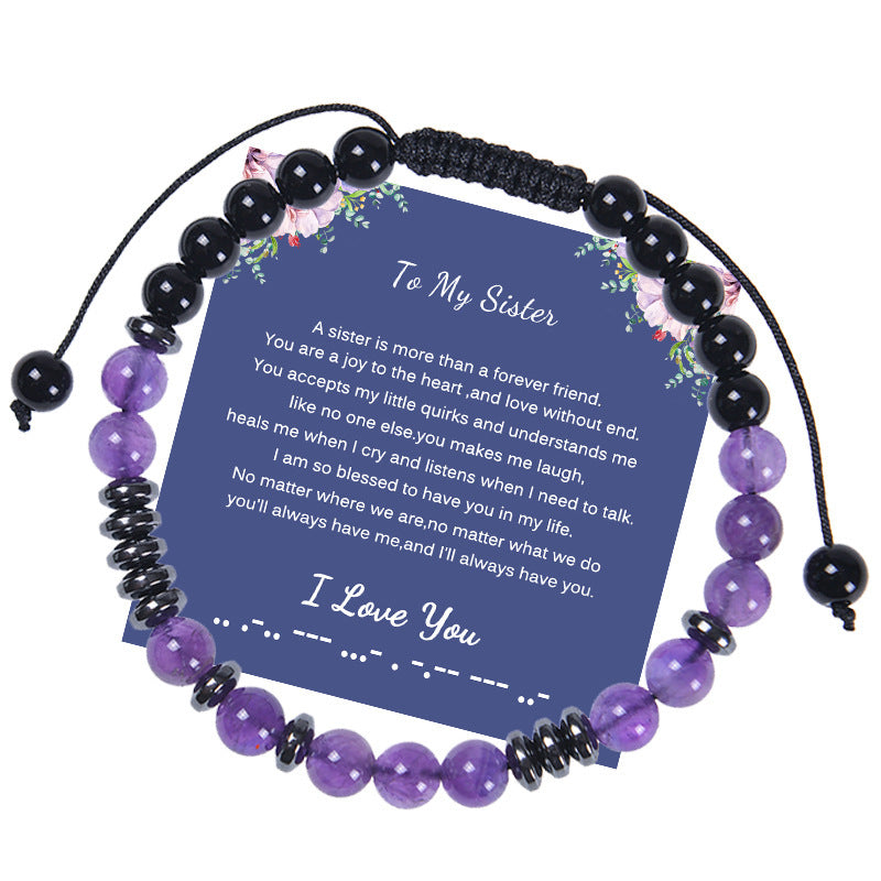 Letter Woven Natural Amethyst Women Bracelet