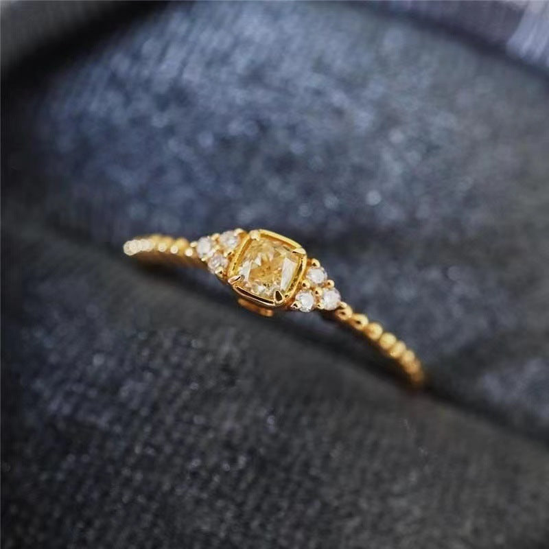 Sweet Cute Style Delicate Mosaic Natural Citrine Ring For Women