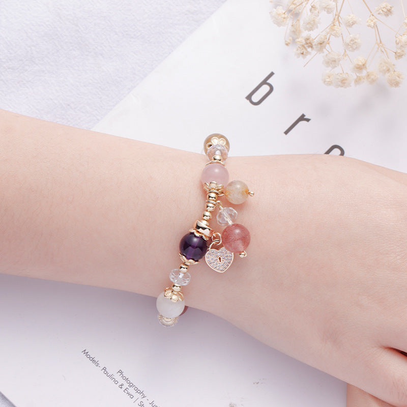 Aquamarine Amethyst Lucky Peach Blossom Women Bracelet