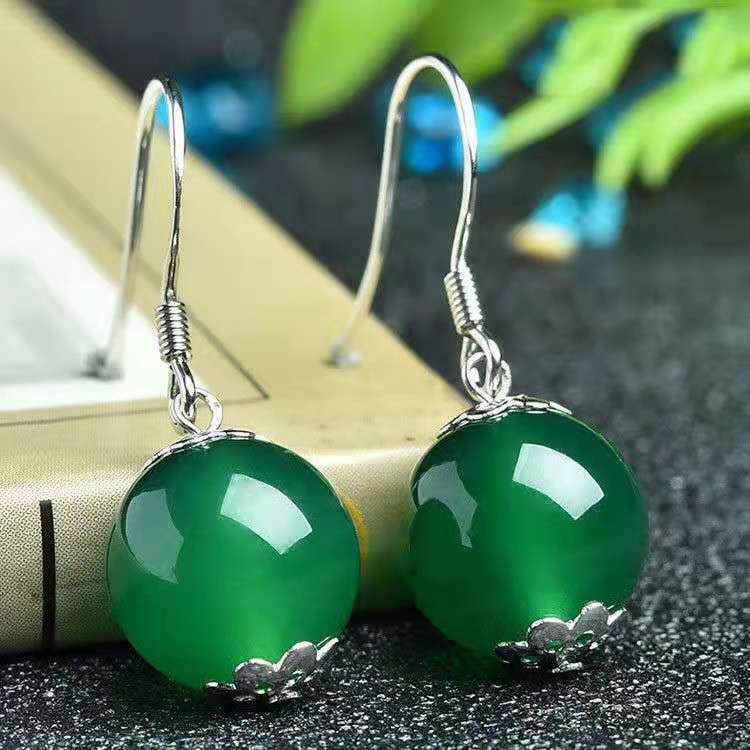 Fashion Sterling Silver Agate Women Earrings