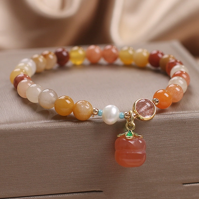 Natural Jinsi Jade Agate Persimmon Pendant Women Bracelet