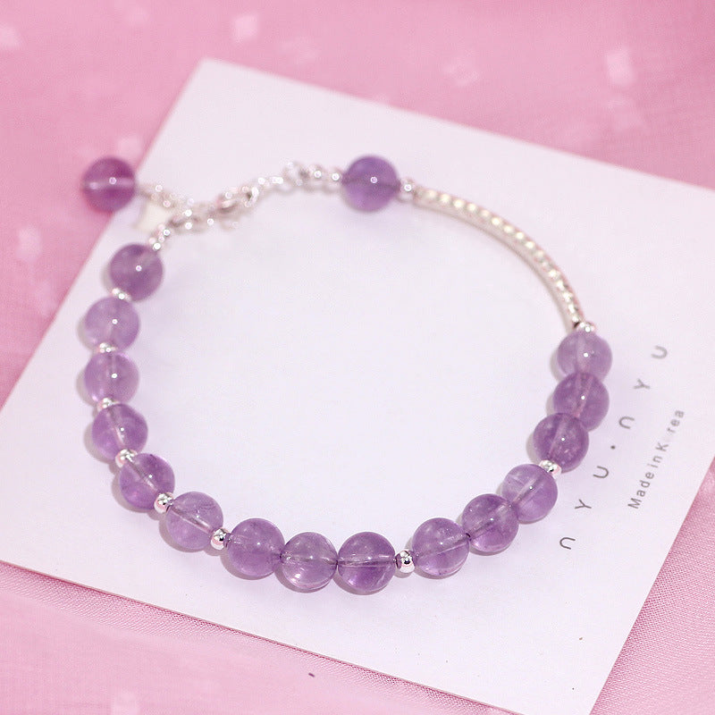 Natural Lavender Amethyst Bead Women Bracelet