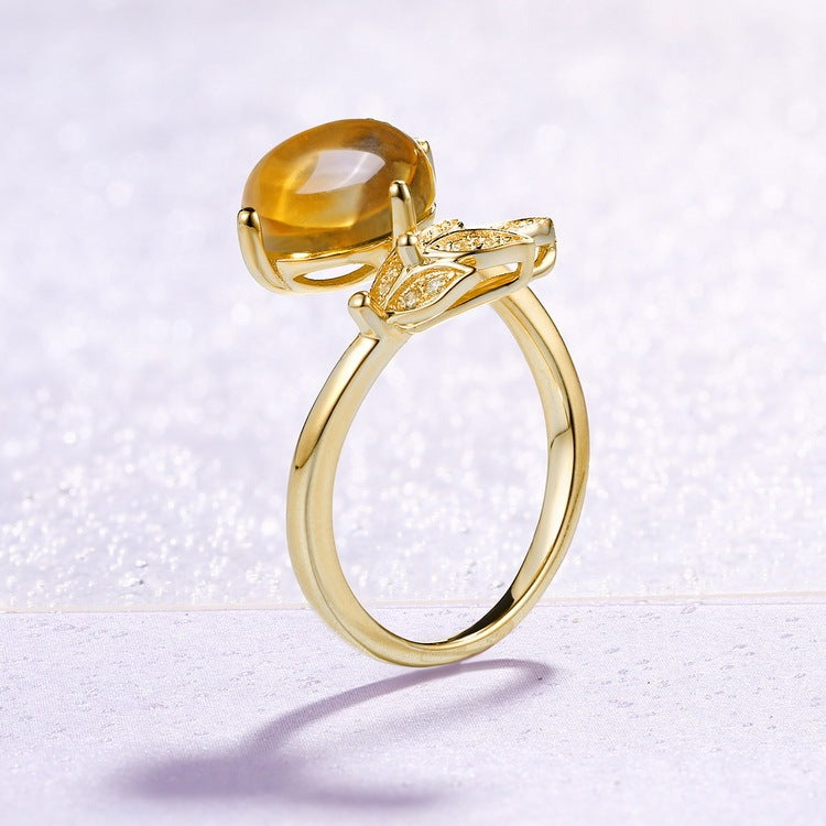 Natural Citrine Gemstone Women Ring