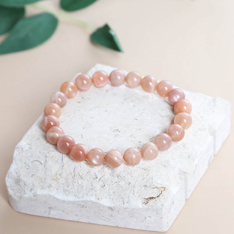 Women's Fashion Sunstone Bracelet Orange Moonlight Round Beads