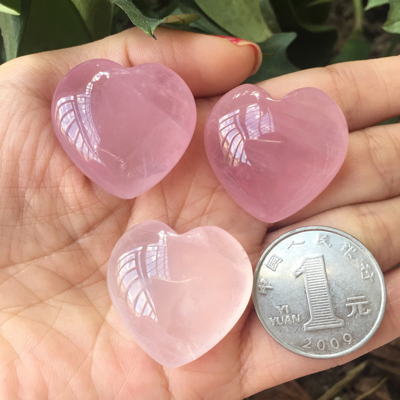 Heart-shaped Rose Quartz Crystal Home Decor