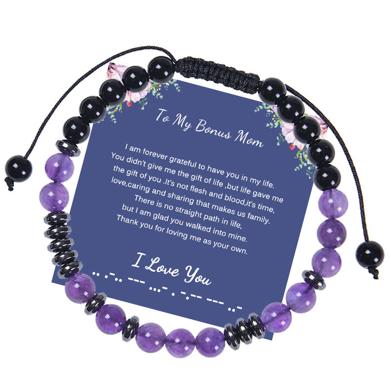 Letter Woven Natural Amethyst Women Bracelet