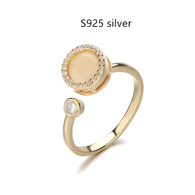 Fashion Cat's Eye Moonstone Rotatable Women Ring