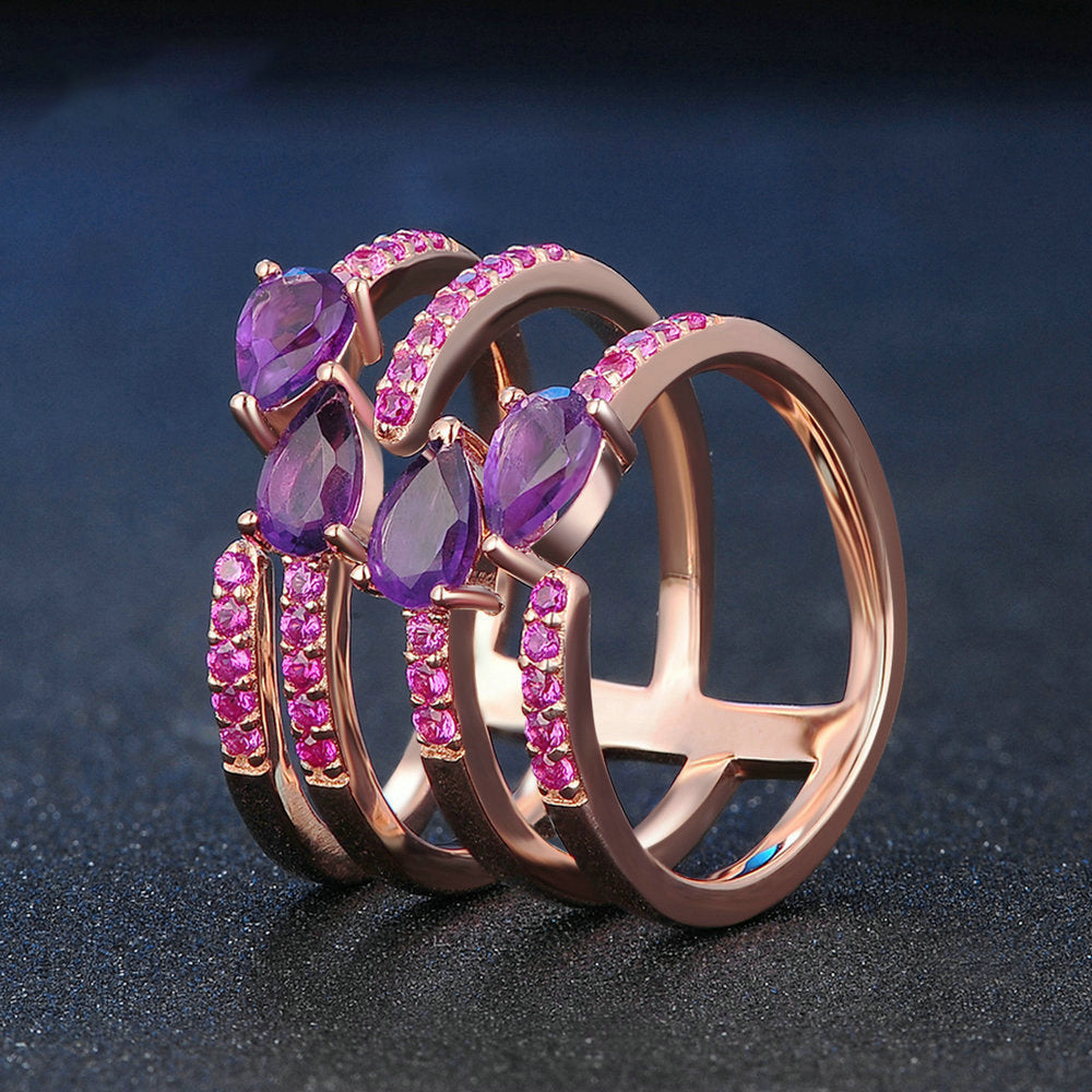 Natural Amethyst Women Ring