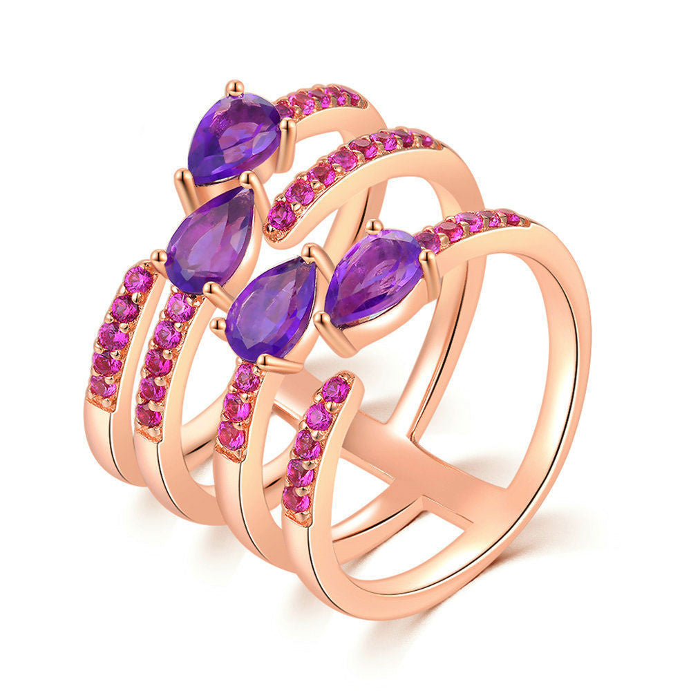 Natural Amethyst Women Ring