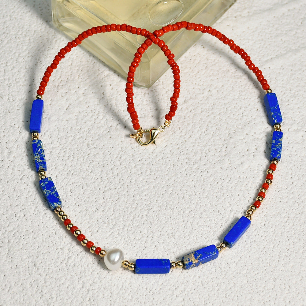 New Klein Blue Agate Necklace For Women French