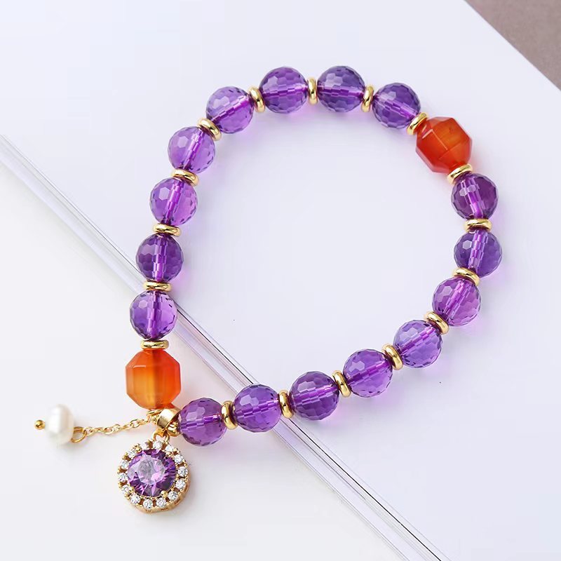 Natural Amethyst Diamond setting Women Bracelet