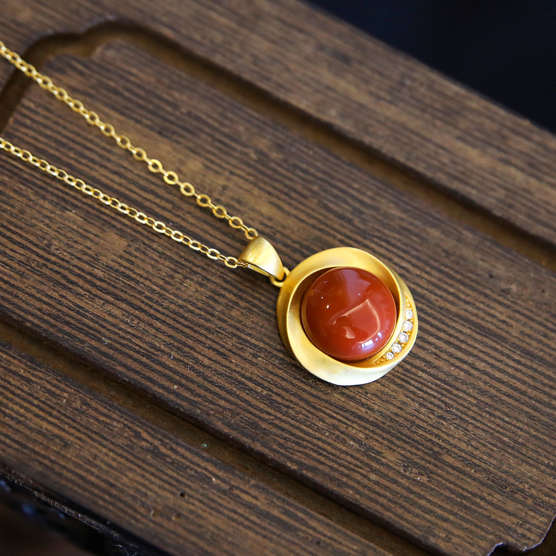 Natural Southern Red Agate Women Necklace