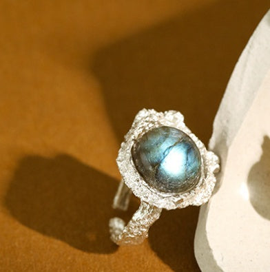 Crystal Moonstone Sterling Silver Women's Ring