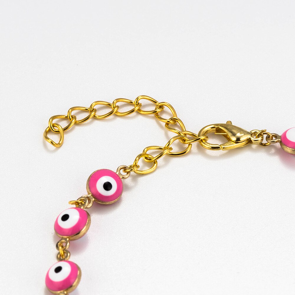 Evil Eye Colorful Drops Of Oil Eye Beaded Link Bracelet Lobster Clasp Adjustable Gold Chain Jewelry For Women Men Loves