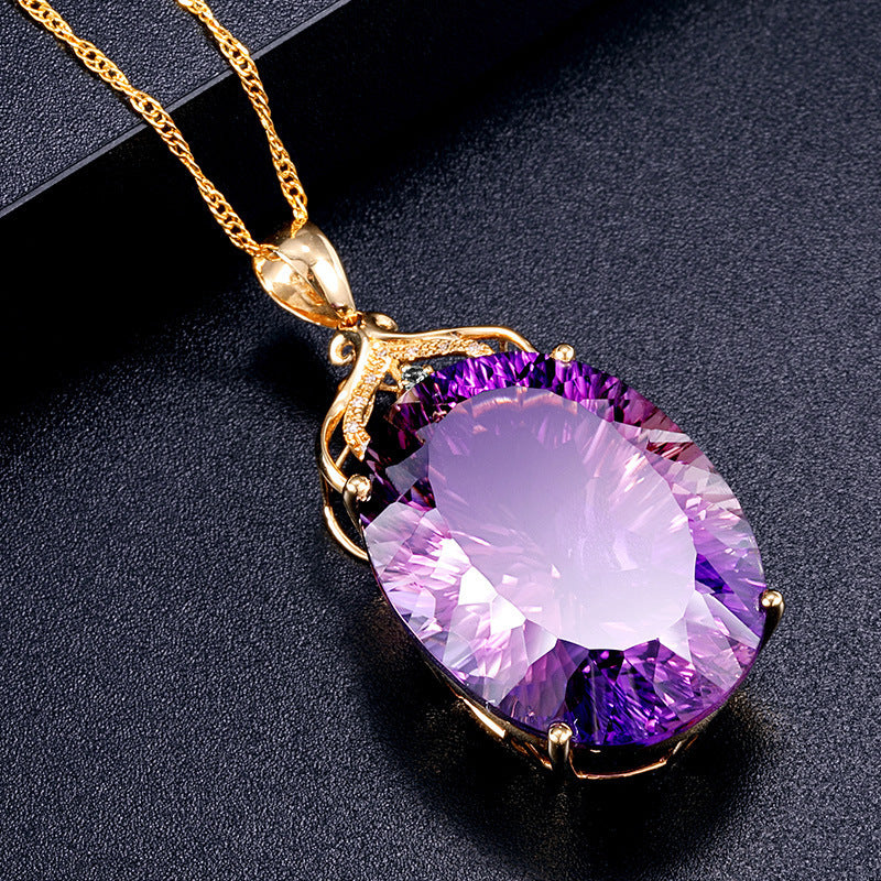 Amethyst Pendant Amethyst Sweater Chain Women Necklace