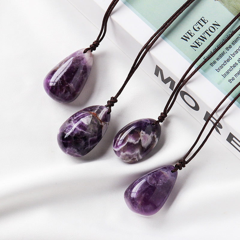 Natural Fantasy Amethyst Water Drop Pendant Men Women Necklace