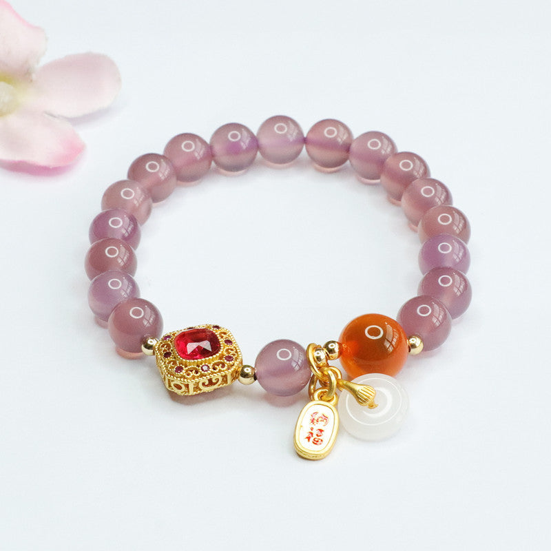 Natural Purple Chalcedony Sugar Heart Agate Diy Bracelet