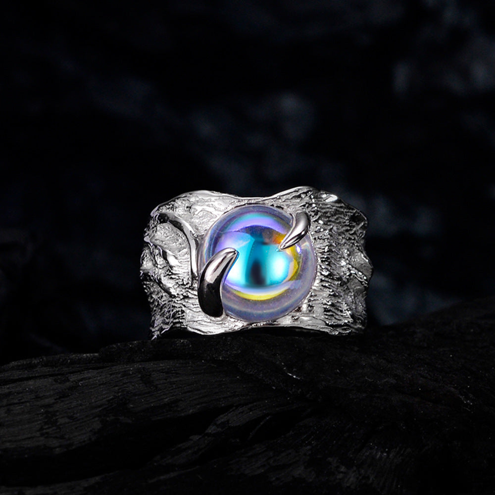 Women's Color Moonstone Silver Ring