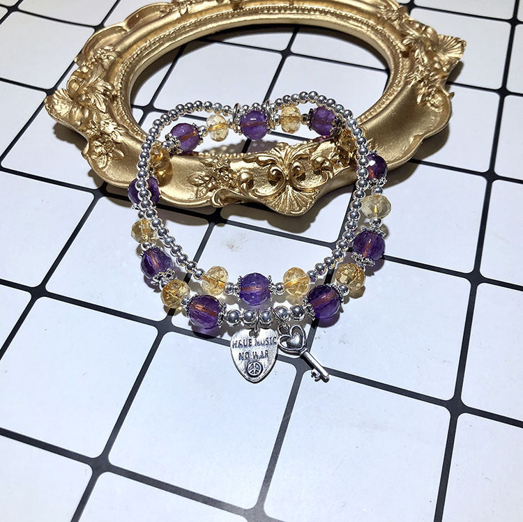 Citrine Amethyst Double-layer women Bracelet