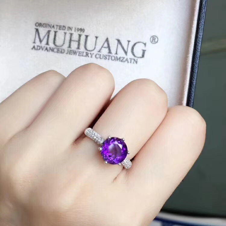 Women's Round Deep Amethyst Ring