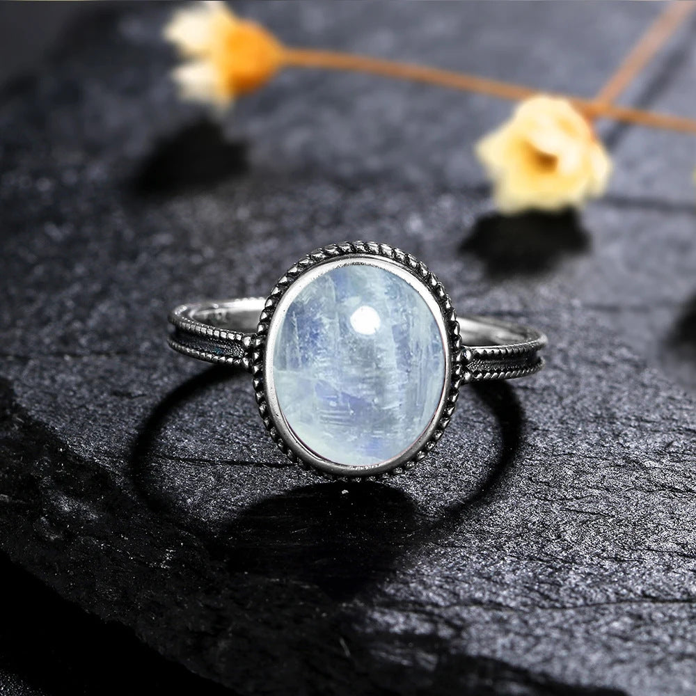 Court Style Moonstone Niche Mid-ancient Vintage Women Ring