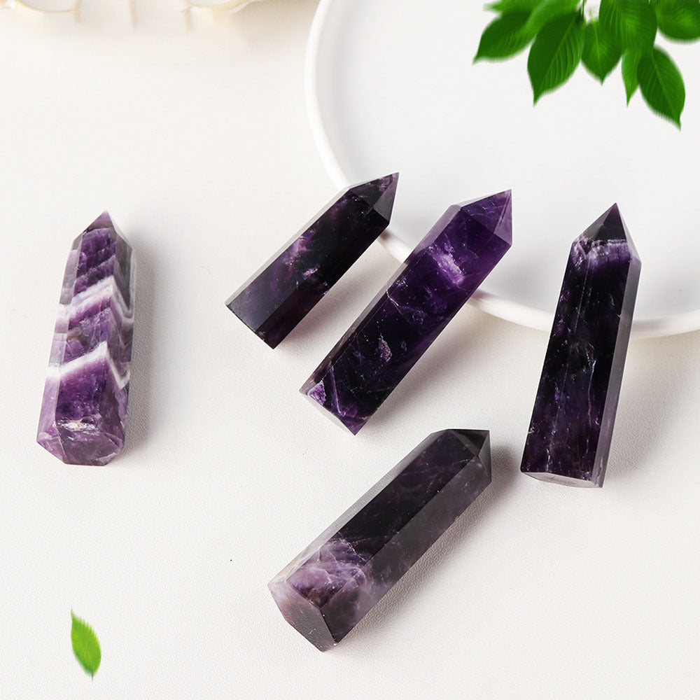 Dream Amethyst Single Tip Crystal Column Hexagon Prism Natural Amethyst Home Decor