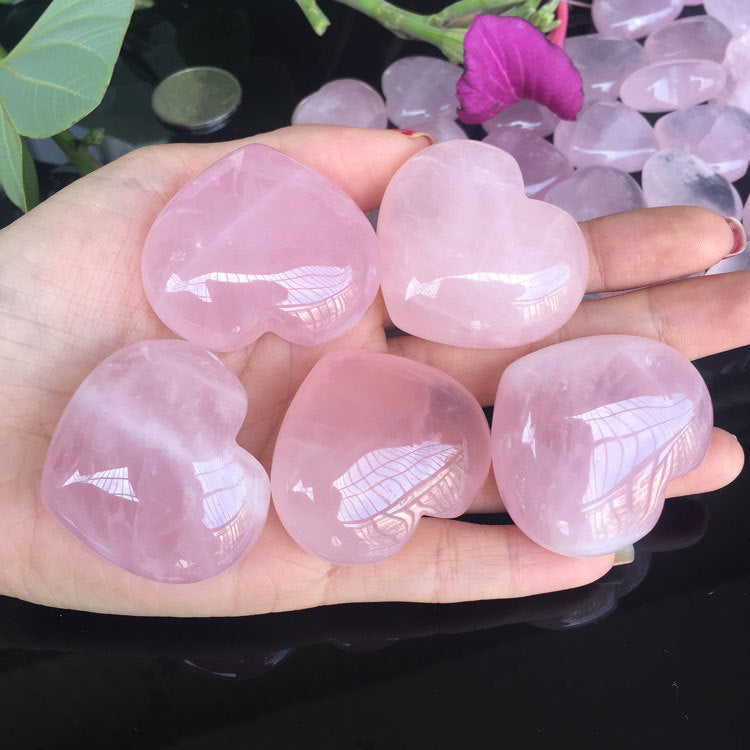 Heart-shaped Rose Quartz Crystal Home Decor