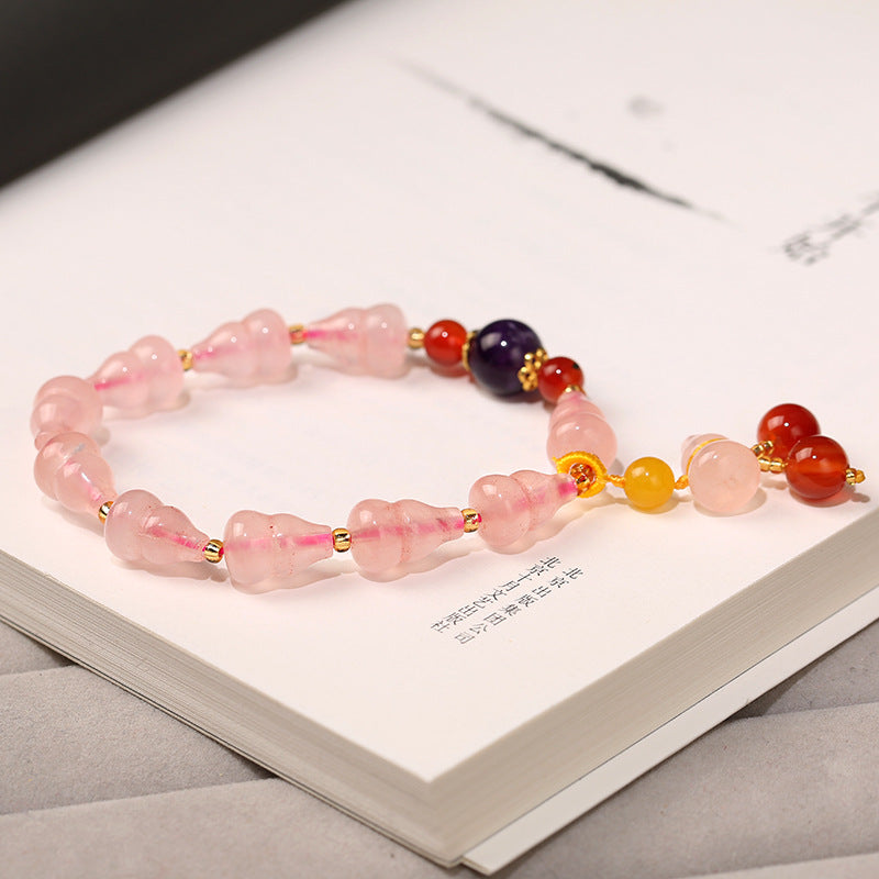 Natural Rose Quartz Bracelet Crystal Gourd Women Bracelet