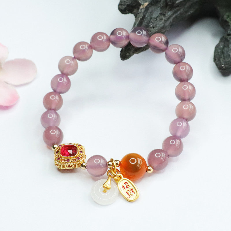 Natural Purple Chalcedony Sugar Heart Agate Diy Bracelet