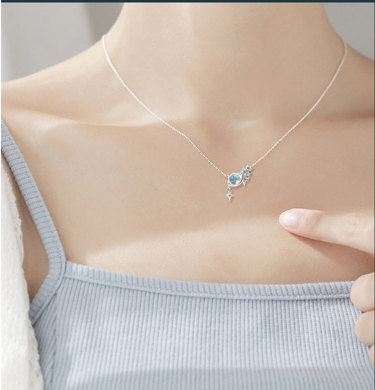 Star Clavicle Chain Natural Moonstone Women Necklace