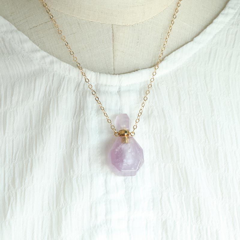 Amethyst Wishing Bottle Pendant Necklace