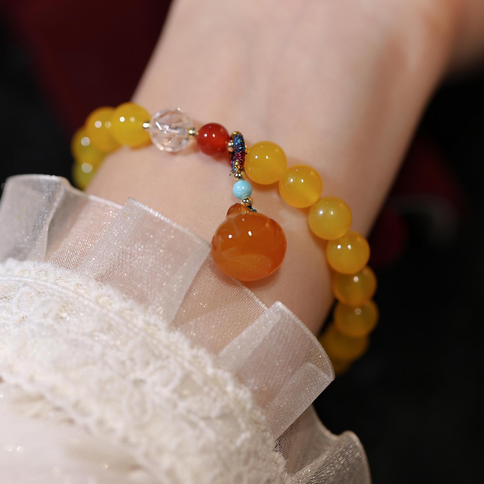 Women's Fashion Simple Yellow Agate Bracelet With Pumpkin Pendant