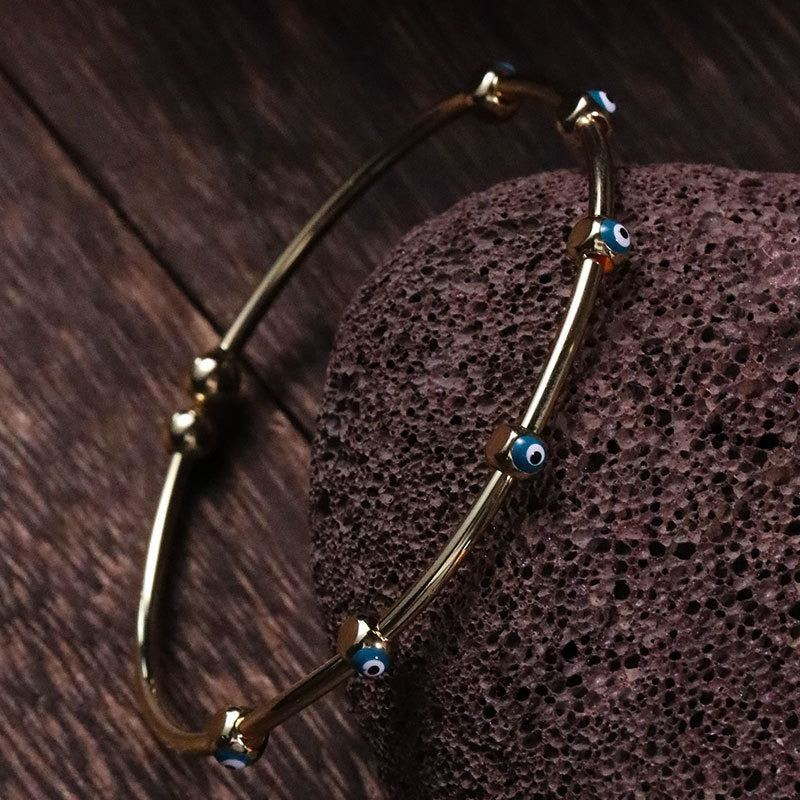 Devil's Eye Bracelet Hip Hop Copper Plated Bracelet Thin Edge Bracelet