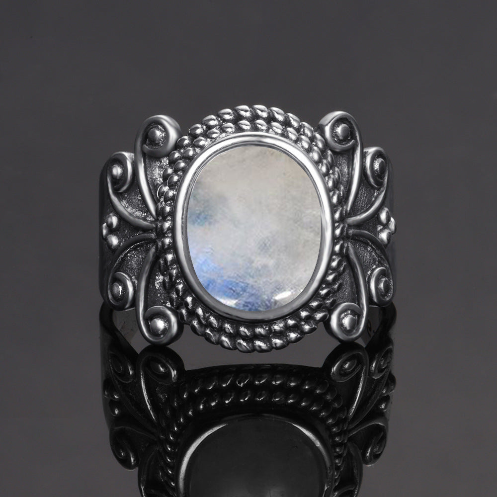 Court Style Moonstone Niche Mid-ancient Vintage Women Ring